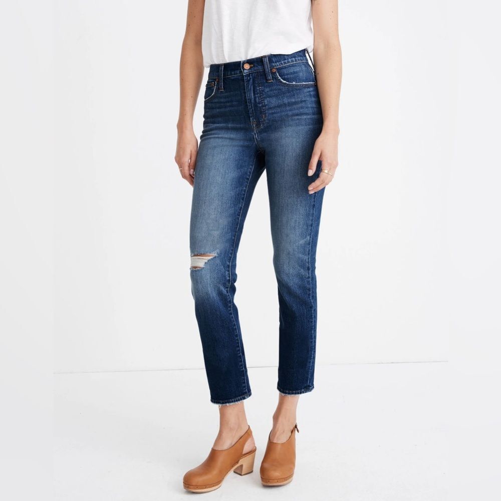 Madewell Perfect Vintage Jean w/ Ripped Knee Bellbrook Wash: Comfort Stretch 30